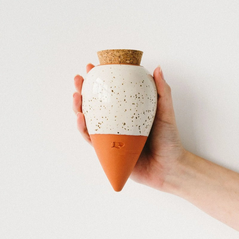 Olla d’arrosage - Design moucheté blanc et terracotta
